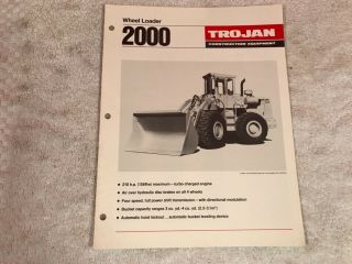 Rare Trojan 2000 Wheel Loader Tractor Dealer Sales Brochure