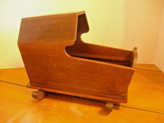Vintage Hand Crafted Wooden Doll Cradle Solid Walnut 9 " L X 5 " W X 7 " H
