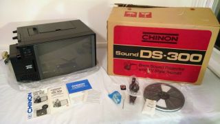 Rare Nos Chinon Ds - 300 8mm Projector With Tv Screen Complete