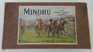 Vtg.  /antique Minoru Horse Racing Game W/8 Metal Horses By Jaques & Sons London