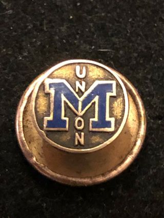 Rare 10kt Solid Gold University Of Michigan Union Pin Blue Enamel.  0.  6g