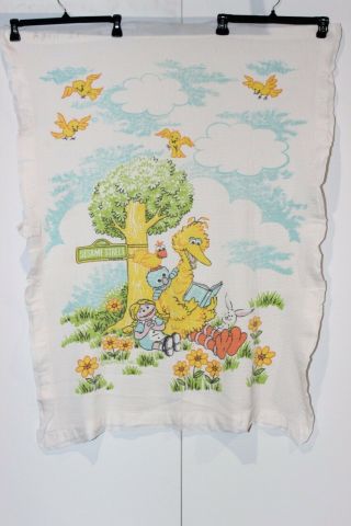 Rare Vintage1970 ' S Sesame Street Big Bird Cotton Thermal Baby Crib Blanket 2