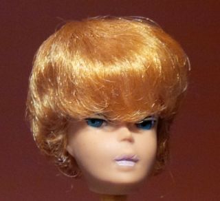 Vintage Bubble Cut Barbie Doll Head Only W/ Blue Eyes Molded Lashes
