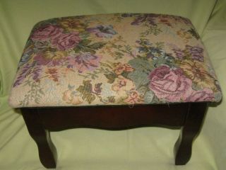 Upholstered Foot Stool Hinged Top For Storage