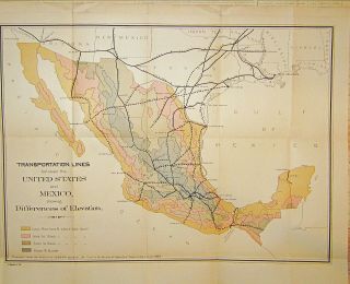 19th Century Railroad Map Of Southwest U.  S.  And Mexico Isthmus Tehuantepec 1884