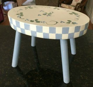 Small Vintage Wooden Milking Stool Plant Stand Step Stool Hand Painted