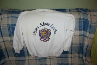Vintage Sorority Sweatshirt Sigma Alpha Epsilon Russell Athletic Large L Rare
