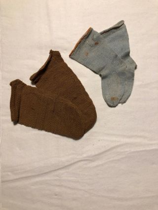 2 Pair Antique German Cotton Doll Socks