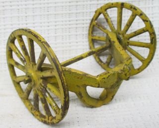 Antique 2 " Dia.  Cast Iron Yellow Spoke Wheels For Horse Drawn Toy,
