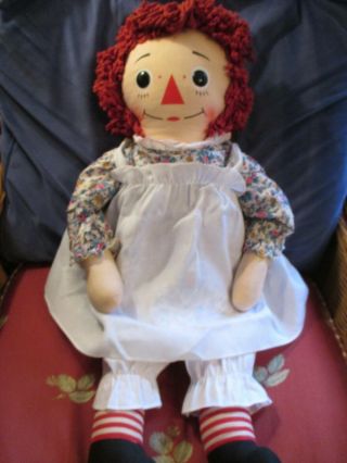 30 " Vintage Raggedy Ann Doll Knickerbocker Toy Co.  Cloth I Love You Heart