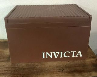Invicta 20 Slot Watch Display Or Storage Case - Rare - Brown Leather Color