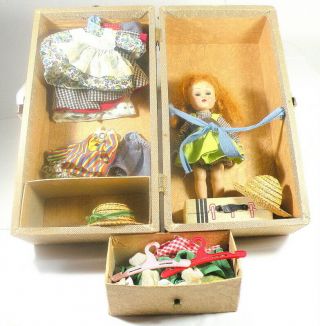 Vintage Vogue Ginny Doll 1955 - 56 Slw W/case/suitcase/clothes/accessories,  Rare