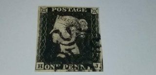 Antique Rare Great Britain Penny Black Stamp