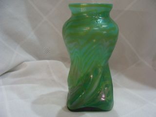 Rare Antique Loetz Iridescent Green Glass Vase