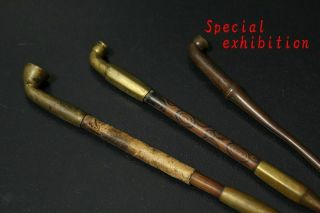 Japan Antiques Edo Kiseru Pipe Tool Yoroi Kabuto Tsuba Katana Busho Samurai Lot3