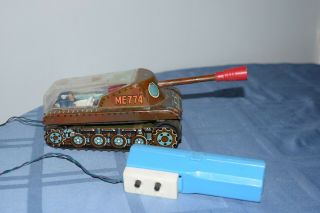 Rare Vintage Antique Tin Toy Tank Me774 Rc Remote Controlled Battery Operated