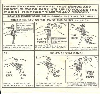 Topper Toys Vintage 1970 Dancing Dawn Doll Instruction Sheet
