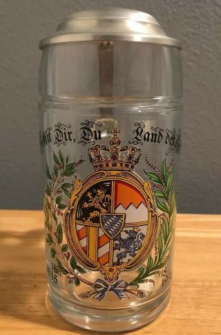 German Lidded Beer Stein Clear Glass From Germany Rare German Mug Vintage