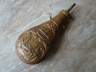 Vtg Old Rare Copper Brass Gun Powder Bottle Flask Alamo Texas Liberty Or Death