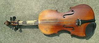Antique Full Size German Stradivarius Model Violin For Repair