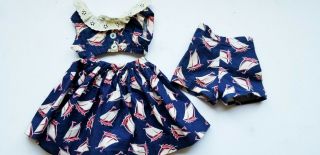 Vintage 1950,  S 3 Pc Red White Blue Playsuit For 20 " Doll Shorts Skirt Top