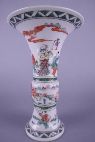 Fine Old Chinese Porcelain Famille Verte Vase Scholar Work Of Art