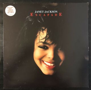 Rare Janet Jackson Escapade Lp Limited Edition Uk Import W/signed Art Print 1990