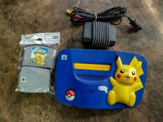 Nintendo 64 N64 Rare Pikachu Edition Blue/yellow Console Bundle