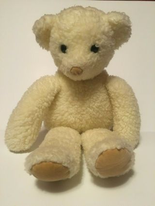 15 " Vintage 1985 Gund White / Creme Teddy Bear Rattle Stuffed Animal Plush Toy