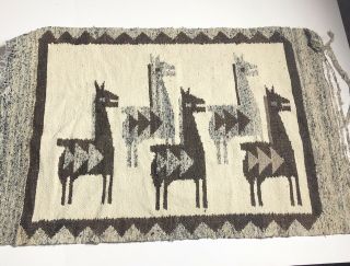Vintage Woven Tapestry Peruvian Llama Horse Wall Hanging Animal Unique