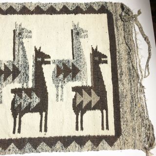 Vintage Woven Tapestry Peruvian Llama Horse Wall Hanging Animal Unique 2