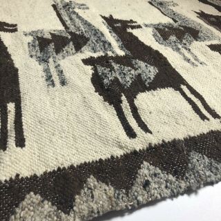 Vintage Woven Tapestry Peruvian Llama Horse Wall Hanging Animal Unique 3