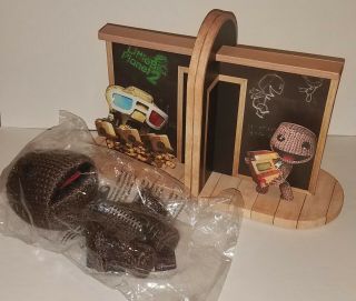 Little Big Planet 2 Sackboy Plush And Faux Wood Book Ends Ps3 Rare Collectibles