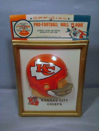 Rare 1965 Kansas City Chiefs American Football League Wall Plaque - Never Opened