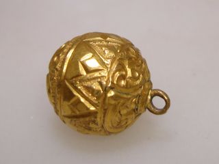 Ornate Antique Victorian Gold Filled Repousse Ball Fob Charm