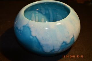 Frank Moreno Usa Drip Blue Pottery Bowl Rare Color Ceramics California