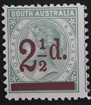 Rare 1891 - South Australia 2 1/2d Surch On 4d Pale Green Stamp Perf 11 1/2 X 10