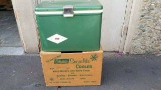 Vintage Coleman Cooler,  Diamond Logo Snow Lite With Box Rare Vw Bus