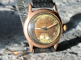 Vintage Mens Clinton,  17 Jewel,  Sub Second,  Gold Filled Watch
