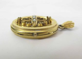 Antique Gold Filled Memorial Locket With Hair On 50 - In Guard Chain With Slide 3