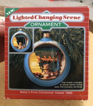 Vintage Hallmark Ornament Baby’s First Christmas 1986 Rare Lights Up
