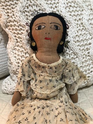 Vintage Hand Made Rag Cloth Doll Embroidered Face