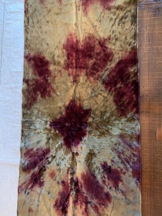 ANTIQUE VICTORIAN TIE DYED VELVET CHIC PIANO SCARF PURPLE SHABBY WiTH FRINGE 2