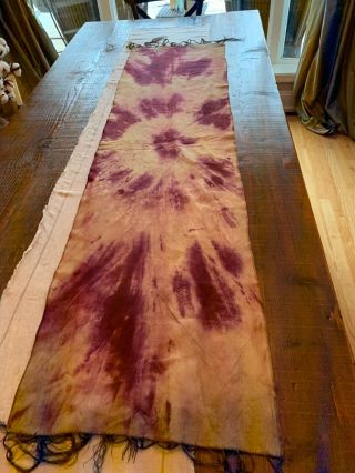 ANTIQUE VICTORIAN TIE DYED VELVET CHIC PIANO SCARF PURPLE SHABBY WiTH FRINGE 3