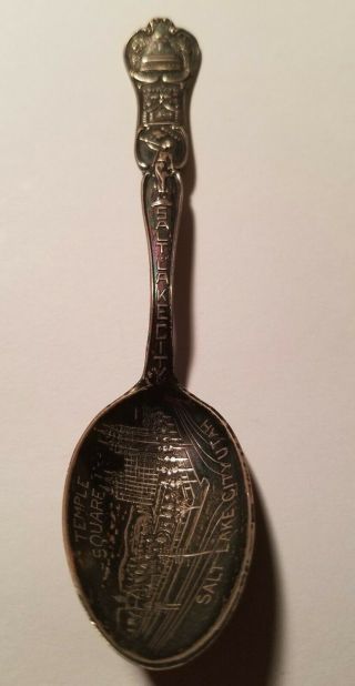 Vintage Sterling Silver Salt Lake City,  Utah - Mormon Temple Sq Souvenir Spoon