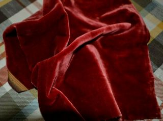 Luxurious Antique Edwardian Era Merlot Silk Velvet Fabric Low Pile Doll Clothes