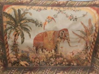 Large Embroidered Elephant Rug Wall Hanging Tapestry 48 " By 37 "
