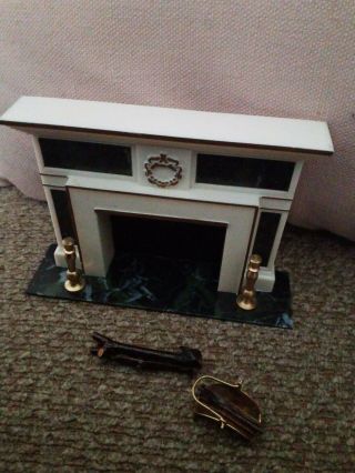 Vintage Dollhouse Furniture Ideal Petite Princess Fireplace & Accessories No Box