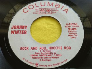 Rare Rock Promo 45 : Johnny Winter Rock And Roll,  Hoochie Koo Columbia 45260