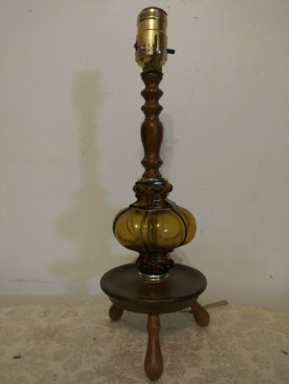 Vintage Mid Century Modern 15 " Wood/glass Boudoir Accent Table Lamp